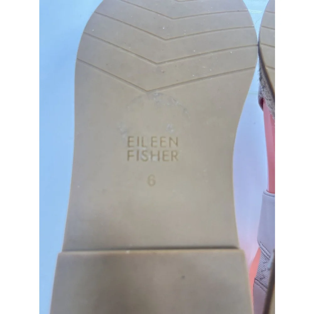 Eileen Fisher Max Espadrille Flat Sandals‎ Size 6 US Open Toe Leather Neutral